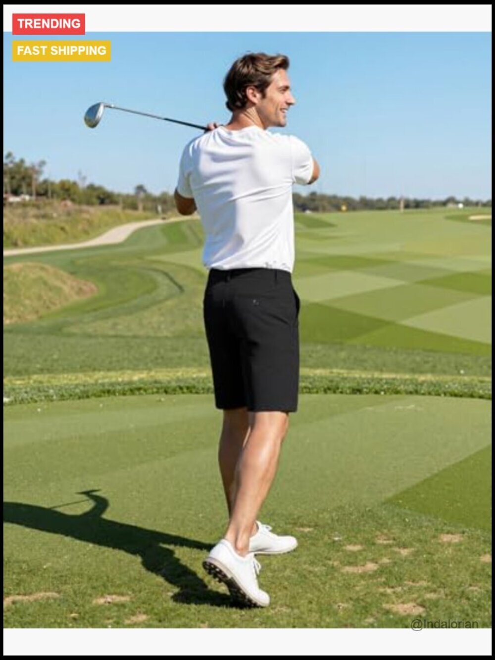 9" Stretch Lightweight Golf Shorts with Expandable Waist - Picture 7 of 7